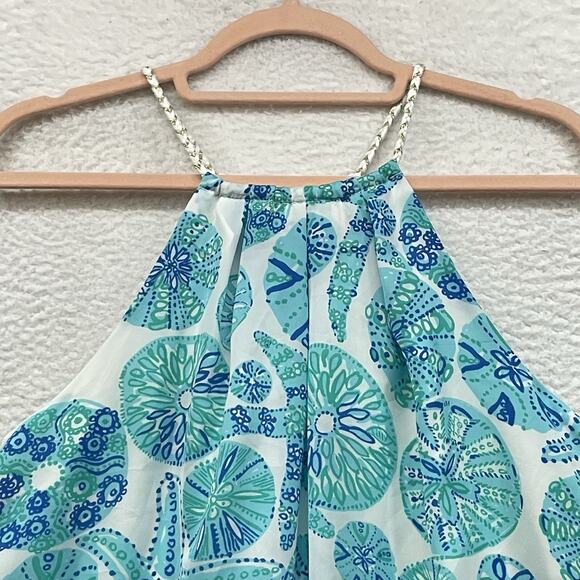 Lilly Pulitzer Target Shirt Womens Blue Sea Life Beach Shells Starfish Halter - Picture 4 of 9